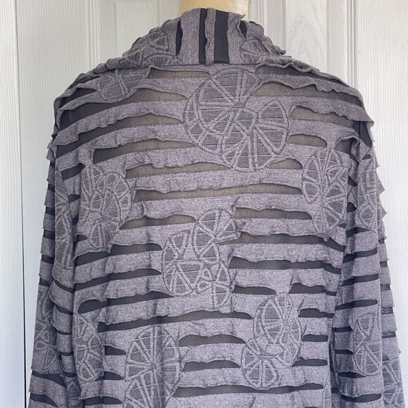 Women Sweater Draped Cardigan Large Gray Long Sleeve - Picture 6 of 16
